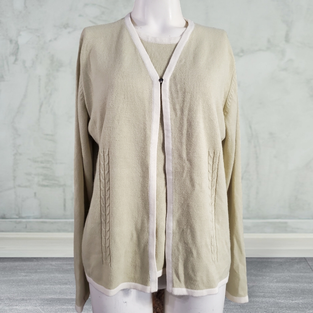 Vintage Sag Harbor Acrylic Sweater One Piece  Attached Cardigan Medium